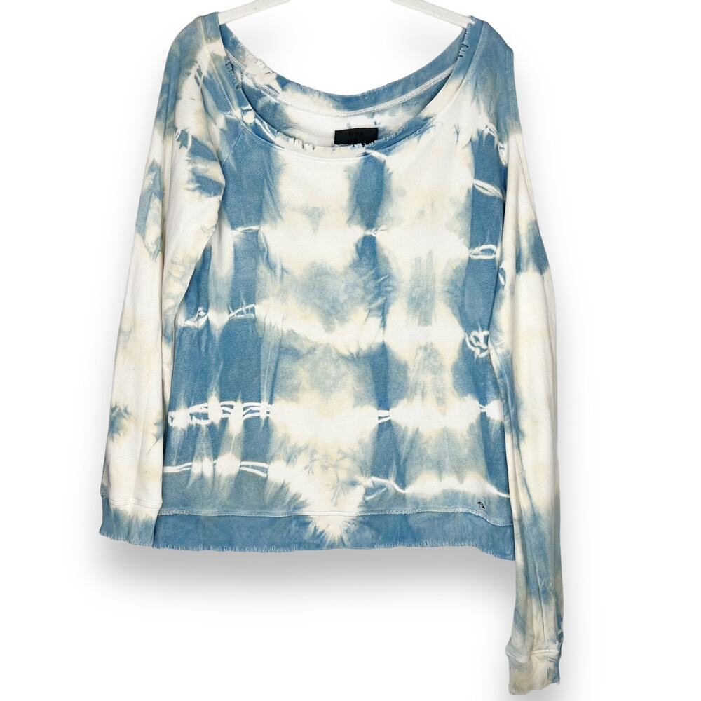 RtA Tie Dye Ultra Distressed Sweatshirt With Cold Shoulder Size Medium